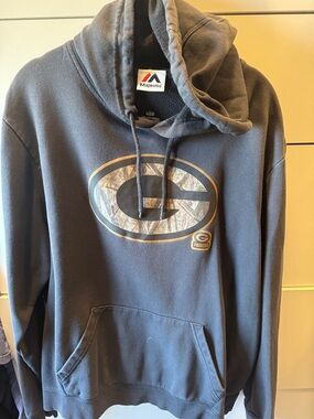 Majestic Gray Green Bay Packers Hooded Sweatshirt with Camo Logo